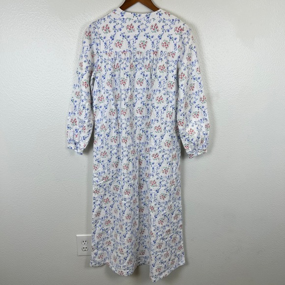 Lanz of Salzburg Nightgown Size XS Cotton White Floral Long Lounge Sleepwear PJs - Picture 11 of 13